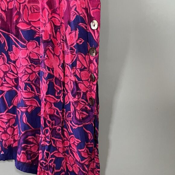 La Cera Midi House Dress 2X Floral Rayon Button Detail Side Slit Artsy Relaxed - Picture 11 of 12